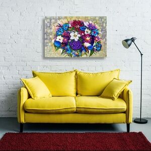 Elegant 24x36 Bouquet Floral Canvas | Statement Wall Art Luxury Modern Painting
